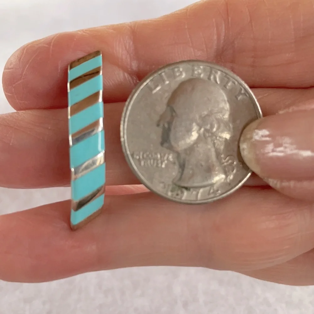 Turquoise & Sterling Earrings - Picture 2 of 5